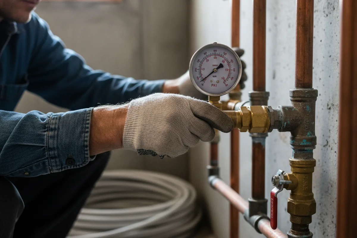 Pressure testing a repaired line during Water Line Repair in Earlham